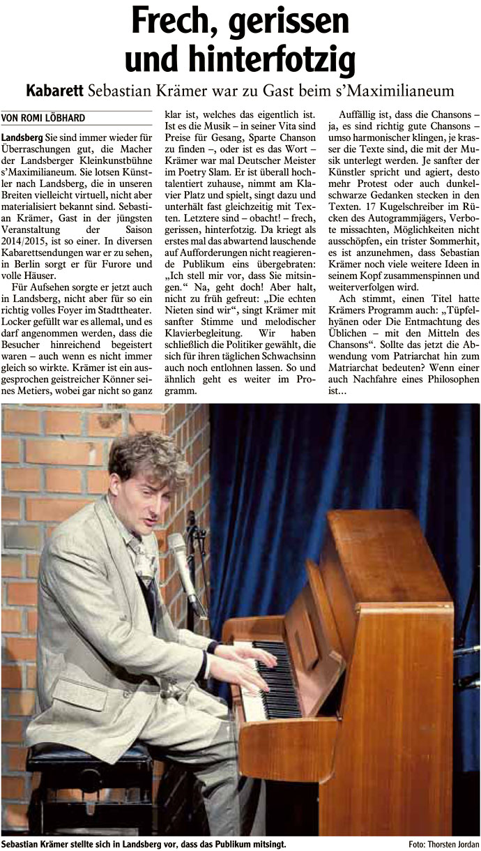 Bild der Kritik aus dem Landsberger Tagblatt vom 30.10.2014
