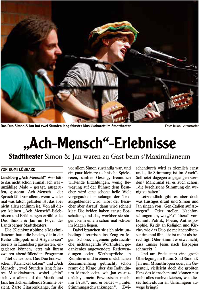 Bild der Kritik aus dem Landsberger Tagblatt vom 30.10.2015