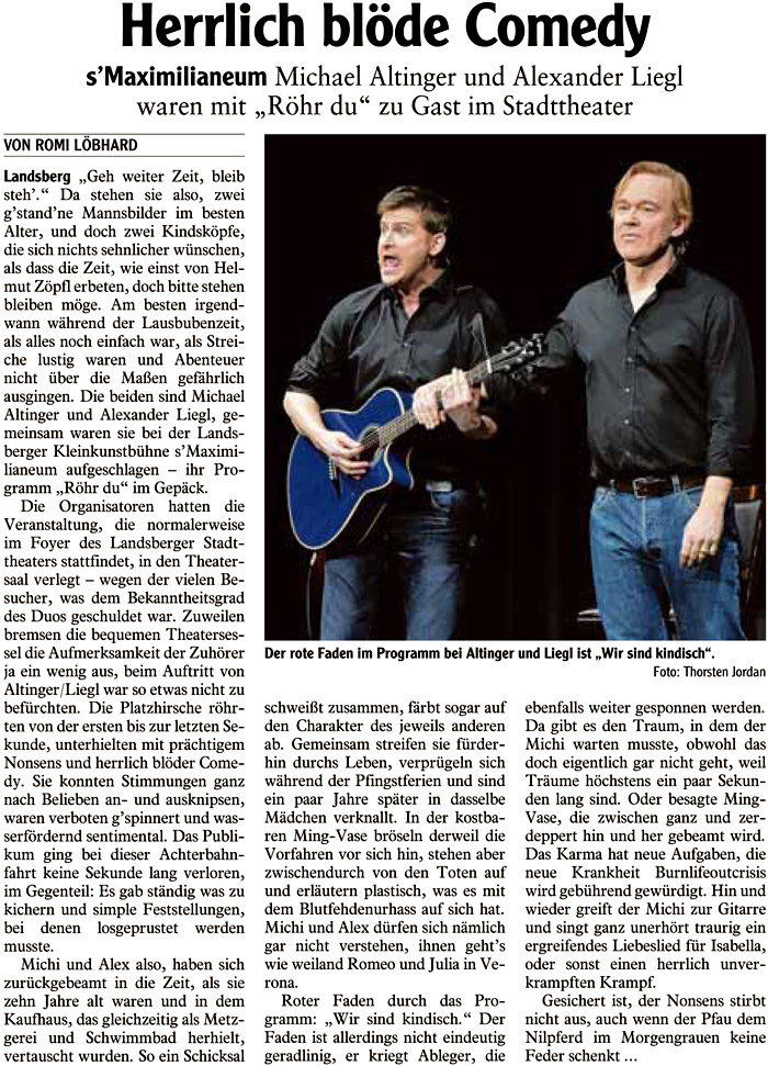 Bild der Kritik aus dem Landsberger Tagblatt vom 29.01.2016