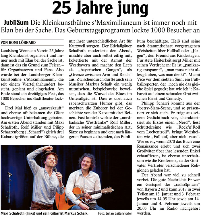 Bild der Kritik aus dem Landsberger Tagblatt vom 28.11.2016