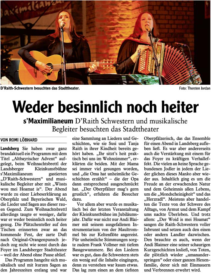 Bild der Kritik aus dem Landsberger Tagblatt vom 
