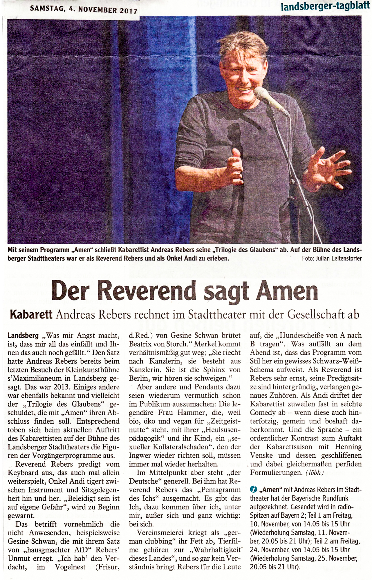 Bild der Kritik aus dem Landsberger Tagblatt vom 04.11.2017