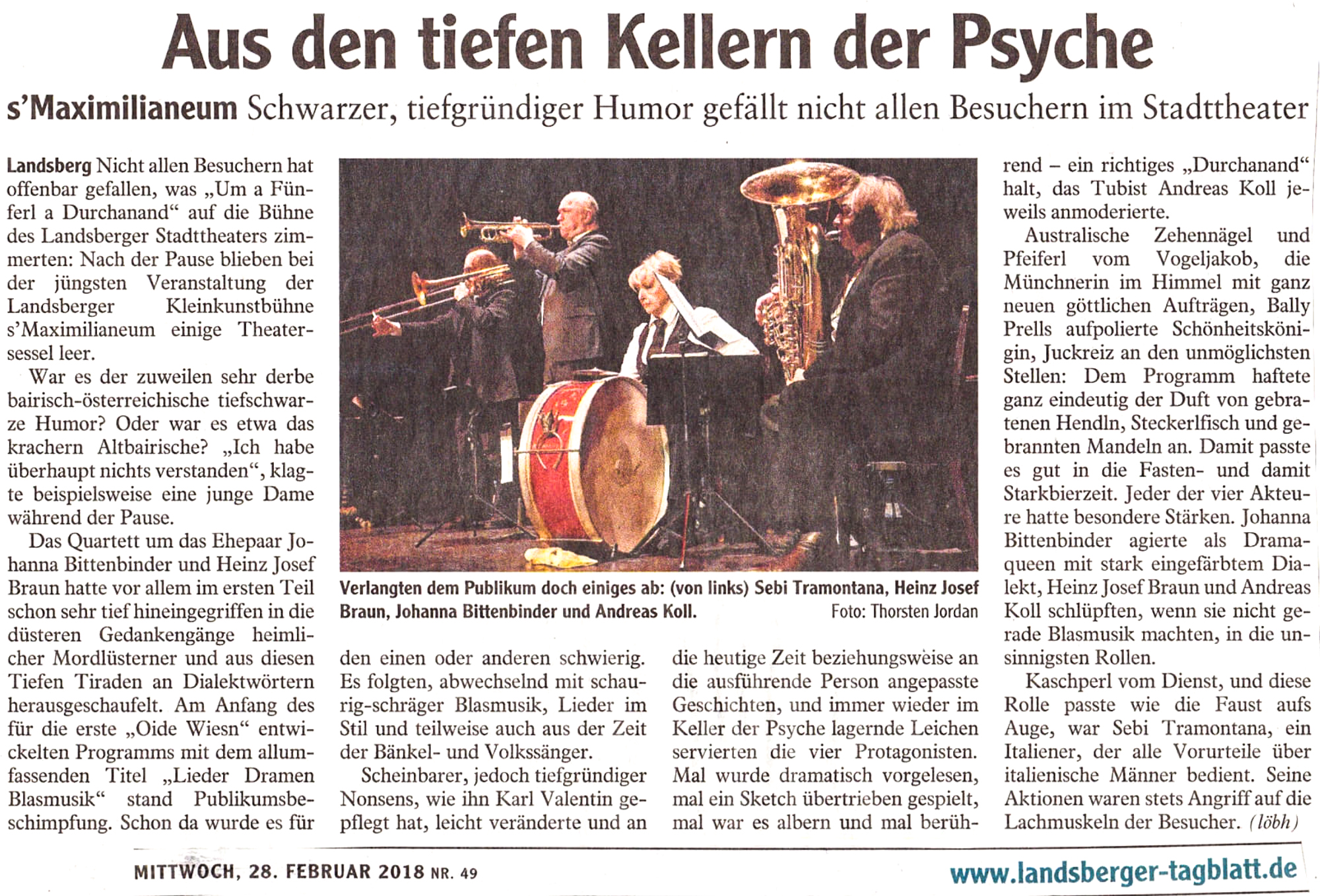 Bild der Kritik aus dem Landsberger Tagblatt vom 28.02.2018