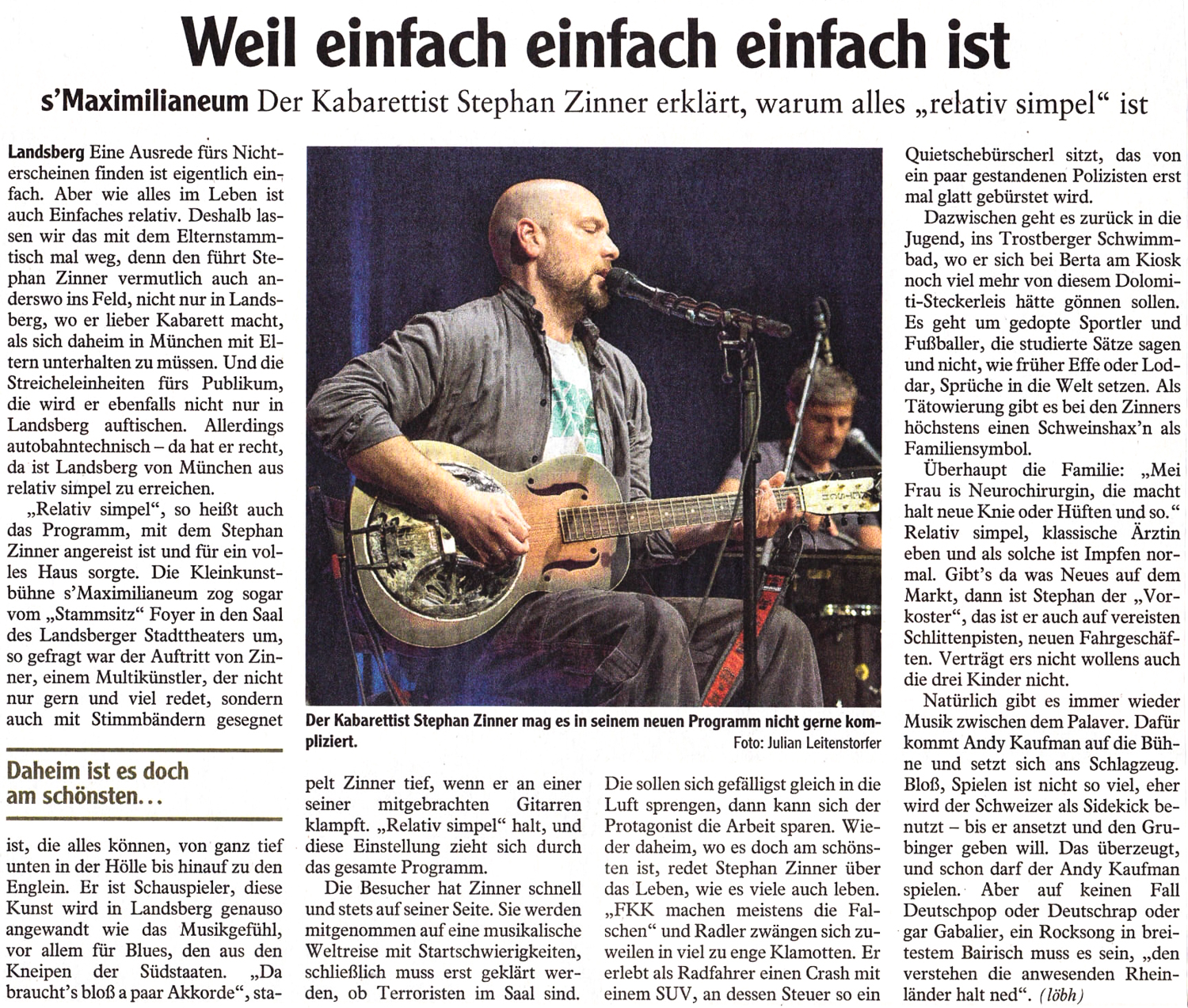 Bild der Kritik aus dem Landsberger Tagblatt vom 09.05.2018