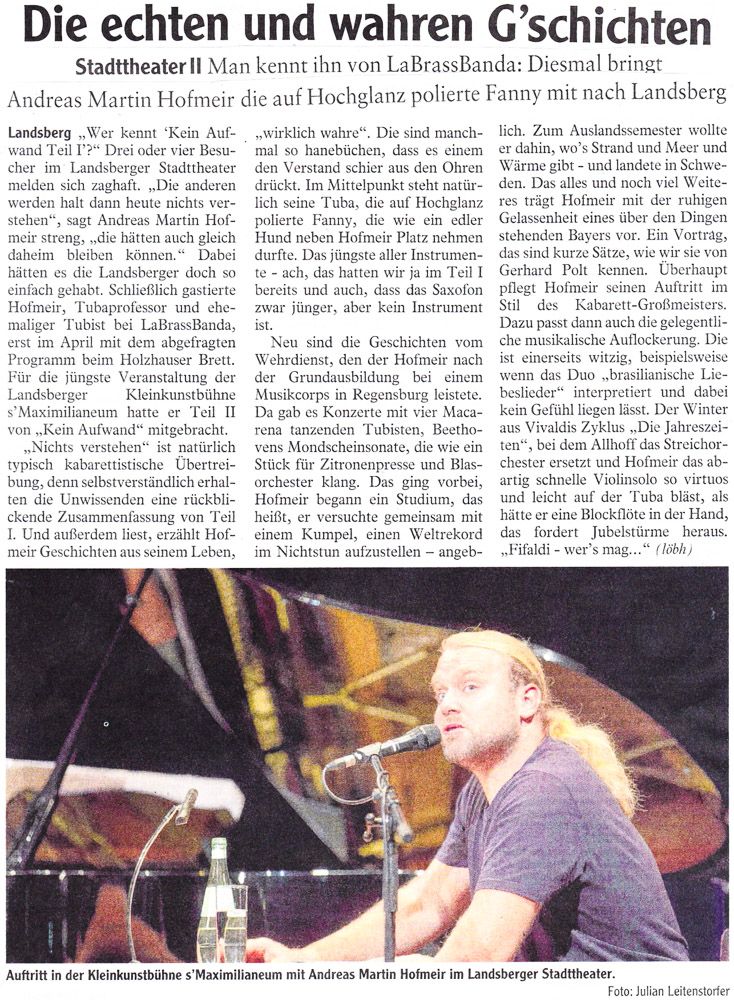 Bild der Kritik aus dem Landsberger Tagblatt vom 03.11.2018