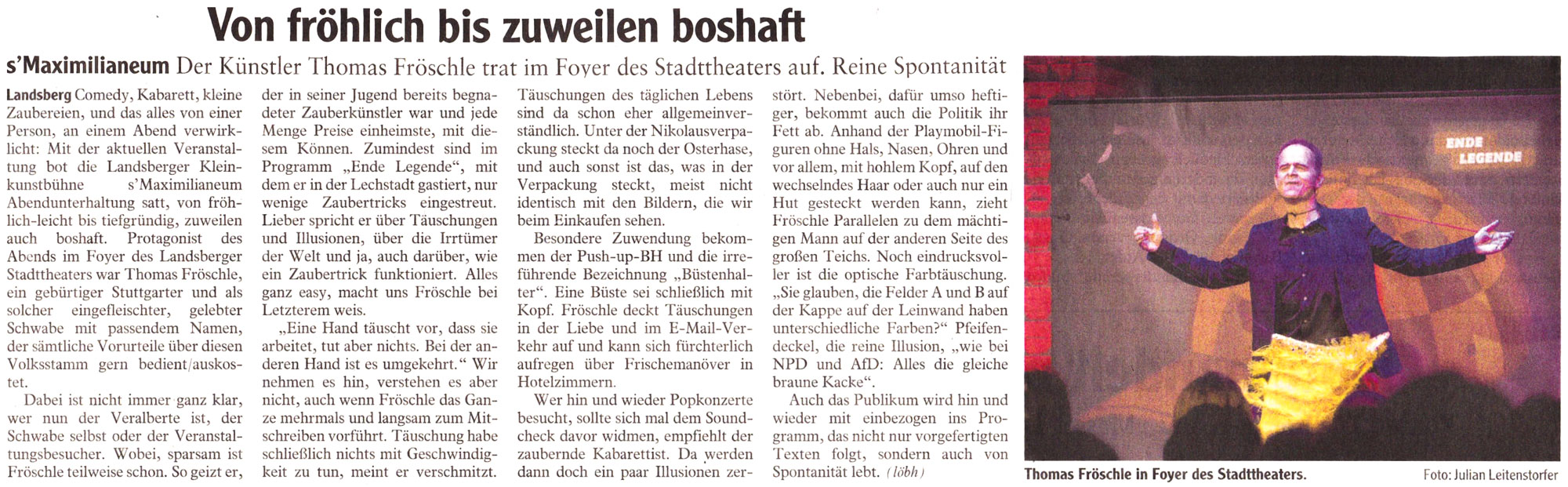 Bild der Kritik aus dem Landsberger Tagblatt vom 16.11.2018