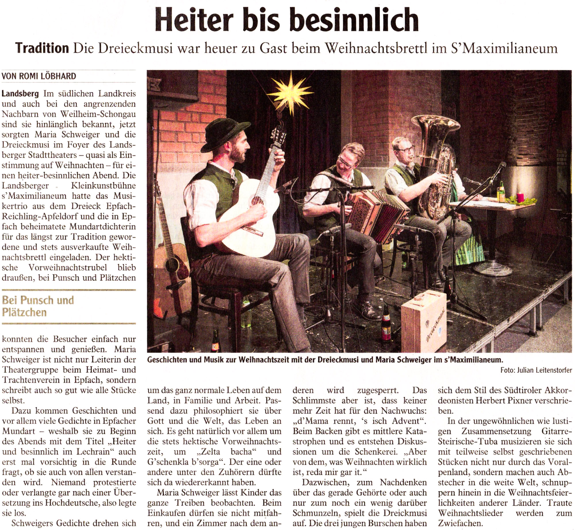 Bild der Kritik aus dem Landsberger Tagblatt vom 27.12.2018