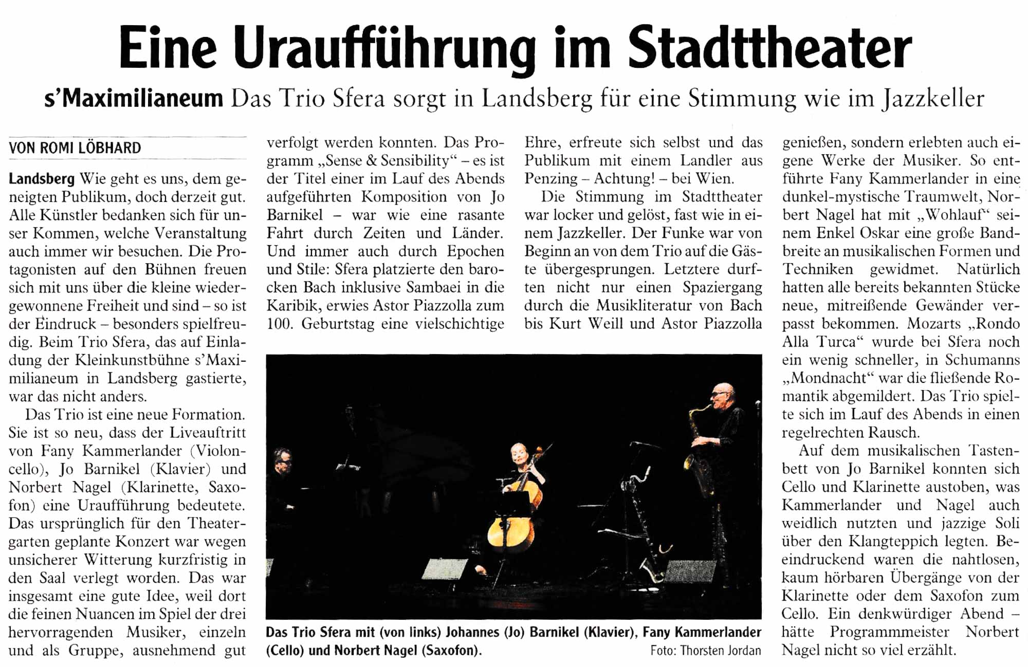 Bild der Kritik aus dem Landsberger Tagblatt vom 23.07.2021