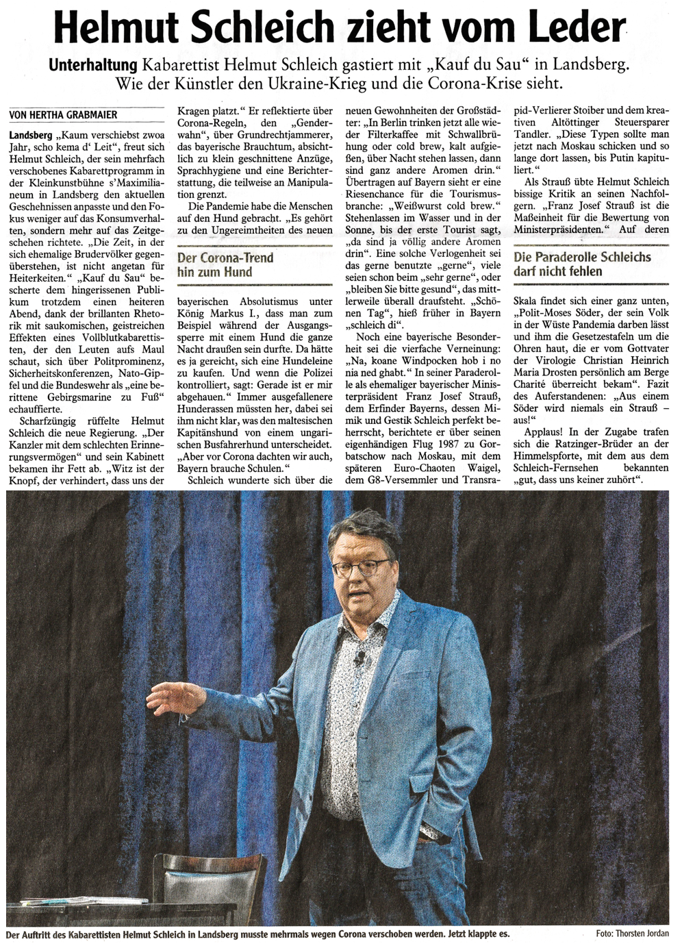Bild der Kritik aus dem Landsberger Tagblatt vom 15.03.2022